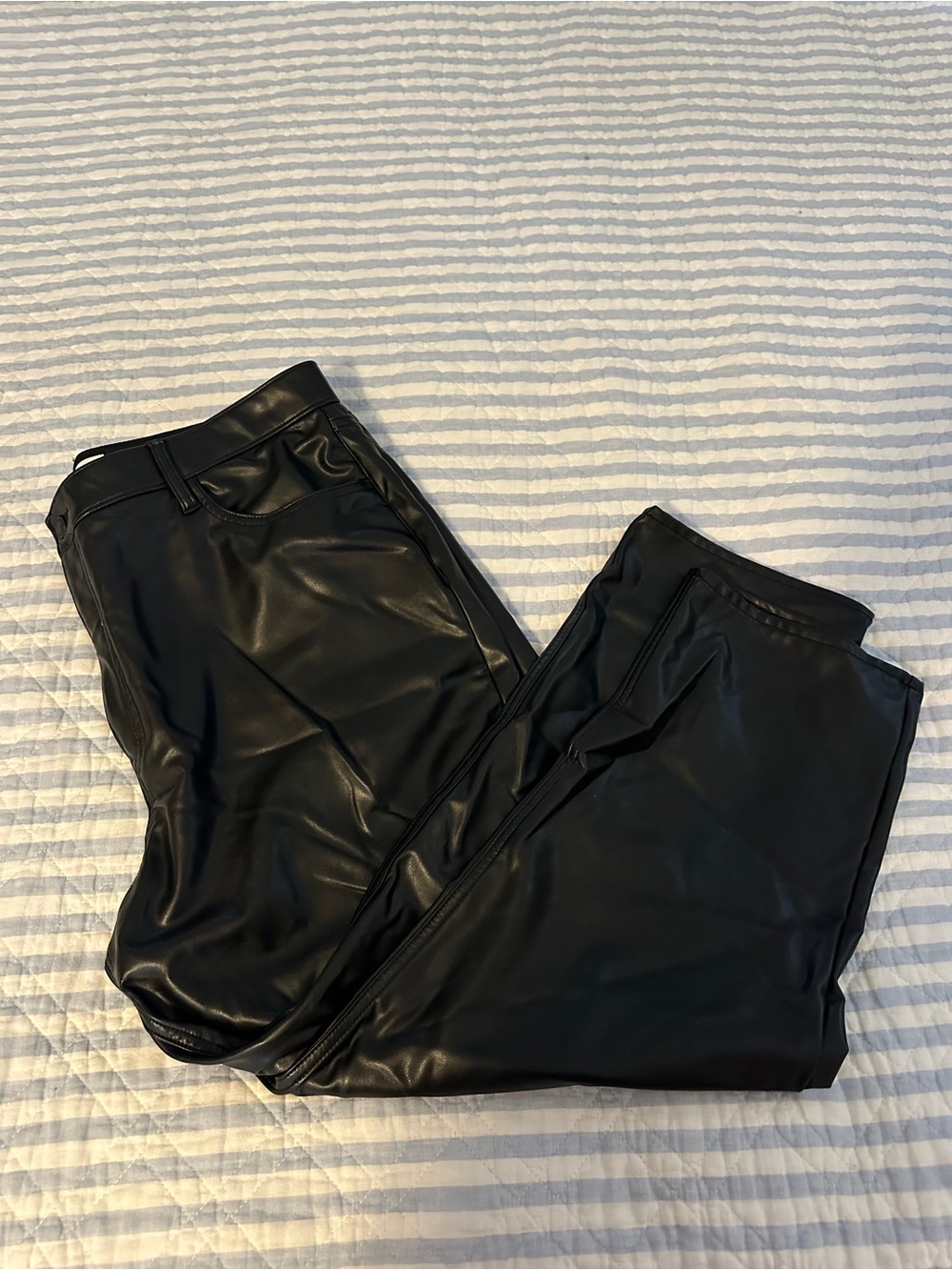 Abercrombie & Fitch Black Faux Leather Straight Leg Pants